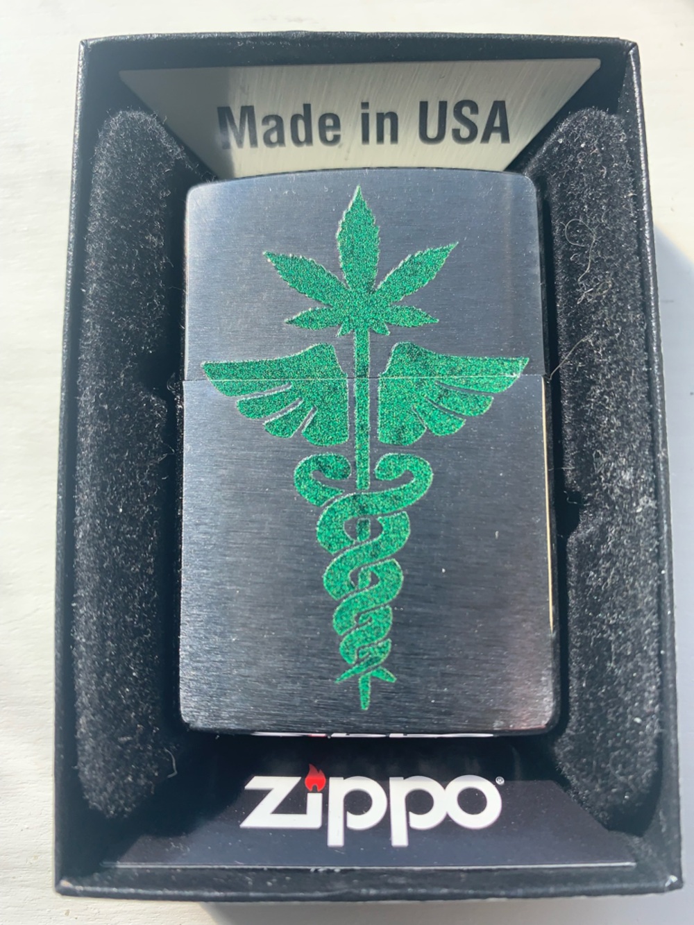 New ZIPPO Brushed Chrome “Medical Cannabis”